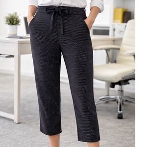 Jules & Leopold Women XL Black Polka Dot Cropped Tie Waist Pants Straight Leg